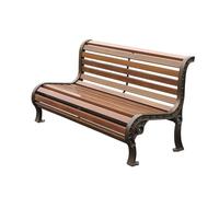 Panchine da Giardino da Esterno Legno Finto Lega di Alluminio Panchina del Parco Schienale Micro-arco Panchina di Sosta a Bordo Strada Elevata Capacità Portante(1.2m)