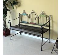 Panchine Da Giardino, Panchina Da Esterno per Patio, Panchina In Metallo con Schienale Ispirato A Una Gabbia per Uccelli per Parco, Cortile, Veranda, Prato, Balcone, Cortile, Nero