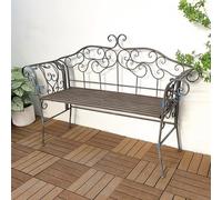 Panchine Da Giardino, Panchina Da Giardino per Esterni, Panchina Da Patio con Struttura, Panchina Da Giardino Piccola Con Braccioli In Metallo per Verande, Giardini, Prati E Cortili(Brown)