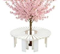 Panchine da Giardino per Esterni Panchine per Patio Resistenti alle Intemperie Panca per Alberi Curva e Senza Schienale Sgabello da Giardino in Legno per Cortile - Semicircolare(Bianco,Half Round)