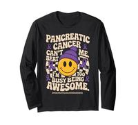 Pancreatic Cancer Can't Beat Me I'm Too Busy Being Awesome Maglia a Manica