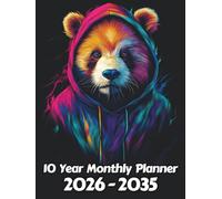 Panda 10 Year Monthly Planner: Large 120 Month Sunday to Saturday Calendar | Gift For People Who Love Forest Animals, Bear Lovers | Ideal for ... and Busy Individuals | 8.5 x 11 Inches | v1