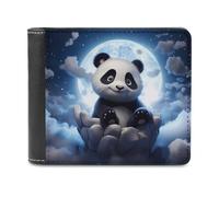 Panda Admiring The Moon - Portafoglio da uomo in pelle con porta carte di credito, Stile:, Taglia unica
