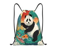 Panda And Dragon Oriental Style Sacca Regolabile Borsa Coulisse Unisex Zaino per Spiaggia Nuoto Bambino 36X42Cm