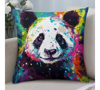 Panda Art in Oil Art 2 Pezzi Federa Copri Interessante Federa Cuscino Morbida Copricuscini per Casa Camera da Letto Sedia 45X45Cm