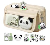 Panda - Astuccio per matite con chiusura lampo con portachiavi