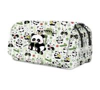 Panda Astuccio Scuola, Panda Astucci Matite Astuccio Portapenne Grande Astucci di Capacità Doppio Cerniera Penne Custodia In Tela Cancelleria Organizer Pencil Case per Scuola e Ufficio(Bianco)