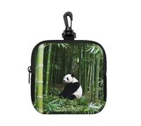 Panda Bamboo Forest - Piccola custodia impermeabile con cerniera, in neoprene, per auricolari, portachiavi