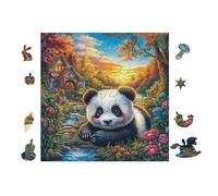 Panda Bamboo Forest Puzzle 100 Pezzi Per Neonati E Bambini Cartone Atossico Resistente Difficoltà Bassissima Per Attività Educative A Casa Qualità Sicura Certificata 28x28cm