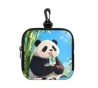 Panda Bamboo Pop - Piccola custodia impermeabile con cerniera, in neoprene, per auricolari, portachiavi