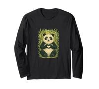 Panda Bear Che Fa a Forma di Cuore Carino Animale Amore Design Maglia a Manica