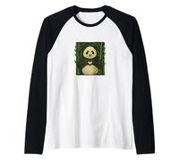 Panda Bear Che Fa a Forma di Cuore Carino Animale Amore Design Maglia con Maniche Raglan