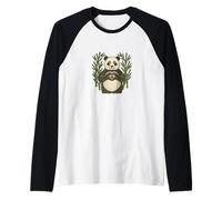 Panda Bear Che Fa a Forma di Cuore Carino Animale Amore Design Maglia con Maniche Raglan