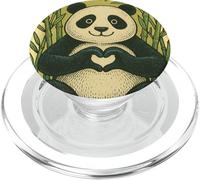 Panda Bear che fa a forma di cuore carino animale amore design PopSockets PopGrip per MagSafe