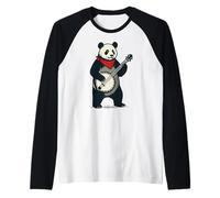 Panda Bear Cute Banjo Picker Music Maglia con Maniche Raglan