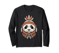 Panda Bear Indian Tribal Art Nativo Americano Maglia a Manica