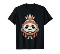 Panda Bear Indian Tribal Art Nativo Americano Maglietta