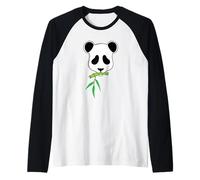 Panda Bear Mangia Un Piccolo Ramo di bambù Maglia con Maniche Raglan