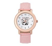 Panda Bears I Love Mommy - Orologio da polso da donna, con cinturino in pelle, stile casual, con tre lancette