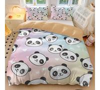 Panda Bedding - Set copripiumino singolo con adorabile faccia di panda, con sfumature arcobaleno pastello, in morbida microfibra, per bambini (05, king 240 x 220 cm, 65 x 65 cm x 2)