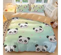 Panda Bedding - Set copripiumino singolo con adorabile faccia di panda, con sfumature arcobaleno pastello, in morbida microfibra, per bambini (02, king size, 240 x 220 cm, 50 x 75 cm x 2)