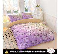 Panda Bedding - Set copripiumino singolo con adorabile faccia di panda, con sfumature arcobaleno pastello, in morbida microfibra, per bambini (03, singolo, 135 x 200 cm + 50 x 75 cm x 2)