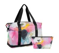 Panda Bella borsa per il fine settimana con tracolla regolabile per yoga di grande capacità, panda carina arte scarabocchio, 1 dimensione, panda simpatico scarabocchio artistico, 1 taglia, Panda Sweet