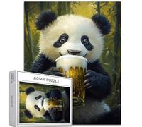 Panda Bere Birra Puzzle da 1000 pezzi per adulti Foresta di bambù Sfondo Art Puzzle impegnativo giochi di attività familiari colorato fai da te puzzle per la decorazione della casa regali 50 x 68 cm