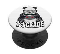Panda Book Reader Teacher Heart per il ritorno a scuola di prima elementare PopSockets PopGrip Adesivo