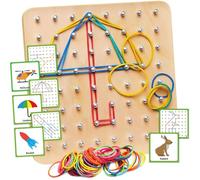 Panda Brothers Geoboard in legno - Giocattolo Montessori, giocattolo grafico educativo matematico per bambini con 30 carte modello e 40 elastici per creare figure e forme, rompicapo STEM giocattolo