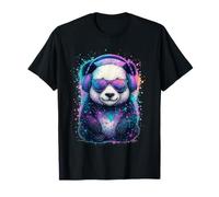 Panda carino con cuffie | Colorful Splatter Art Vibes Maglietta