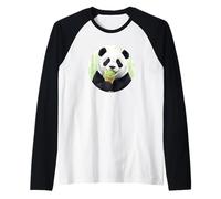 Panda Carino E Dolce Mangia Un Gelato al bambù Maglia con Maniche Raglan