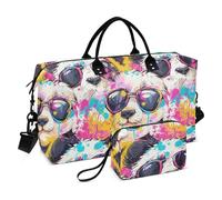 Panda Cartoon Antropomorphic Doodles - Borsa da viaggio di grandi dimensioni per viaggi di fine settimana, borsa da viaggio per la notte, palestra, sport con tracolla regolabile per trekking di grandi