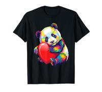 Panda Che abbraccia San Valentino Cuore Colore Critters Arcobaleno Maglietta