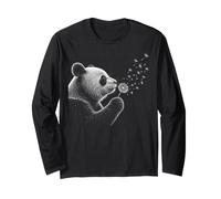 Panda Che soffia tarassaco Amante Natura Arte Vintage Maglia a Manica