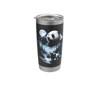 Panda che ulula alla luna anni '90 retrò Bicchiere termico in acciaio inox doppia parete