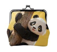 Panda Climb Tree - Portamonete da donna in pelle con chiusura a bacio, mini porta carte per chiavi, rossetto, carino portamonete da viaggio