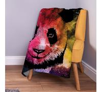 Panda Colour Explosion Design Coperta Tinta Morbida In Pile 150x150 cm