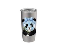 Panda con maschera di bellezza e mirtilli - motivo benessere Bicchiere termico in acciaio inox doppia parete