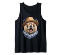 Panda con Occhiali da Sole e Cappello di Paglia Animale Estate Grafica Canotta