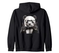 Panda con occhiali segno della pace carino Felpa con Cappuccio