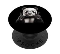 Panda con occhiali segno della pace carino PopSockets PopGrip Adesivo