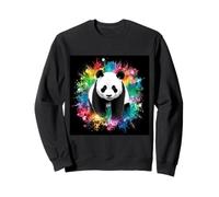 Panda con schizzi color arcobaleno Felpa