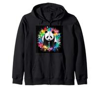 Panda con schizzi color arcobaleno Felpa con Cappuccio