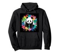 Panda con schizzi color arcobaleno Felpa con Cappuccio