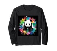 Panda con schizzi color arcobaleno Maglia a Manica