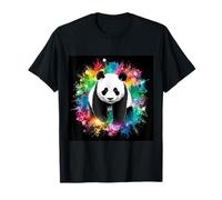 Panda con schizzi color arcobaleno Maglietta