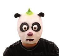 Panda Cosplay Mask Green Horned Panda and Headpiece Halloween Cute Animal Performance Props Mask Horror Headwear for Halloween Carnival Costume Party Props
