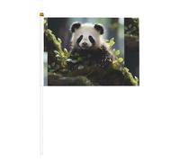 Panda cubs in the forest Six Piece Printed double face hand flag 14 x 20,8 cm, adatta per tifare attività di squadra
