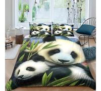 Panda CubsSet Di Copripiumino microfibra 3 pezzi motivo 3D con cerniera Cute Animal Illustration copripiumino con federa traspirante ultra morbido e traspirante for bambini Super king（260x220cm）